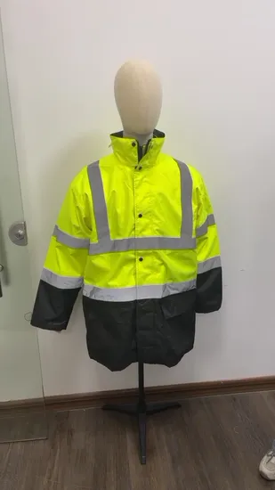 OEM-Erwachsene, gut sichtbar, reflektierend, wasserdicht, hoher Kragen, Regenbekleidung, Regenhose, Radfahren, halber PU-Regenanzug, Hi-Viz-Sicherheits-Regenmantel